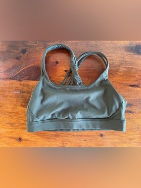 Athleta Olive Green Strappy Sports Bra